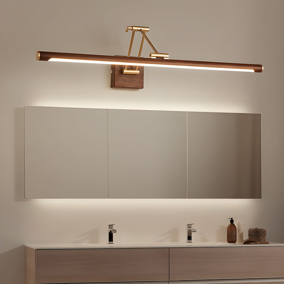 Nøordka Light Bespoke Wall Light Fixture Walnut Tone Linear Contemporary Wall Light