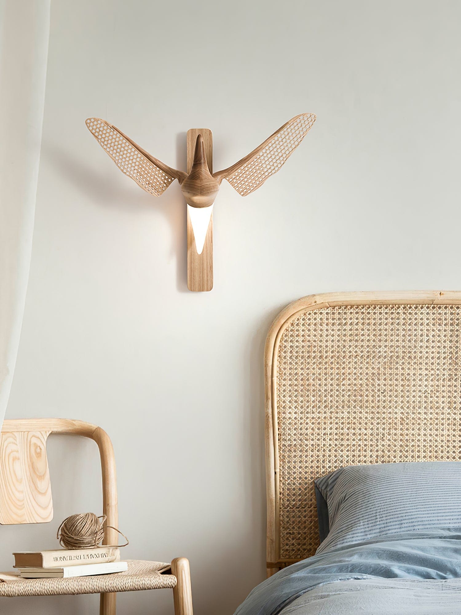 Nøordka Light Bespoke Wall Light Fixture Wood Bird Sculptural Nordic Inspired Wall Light