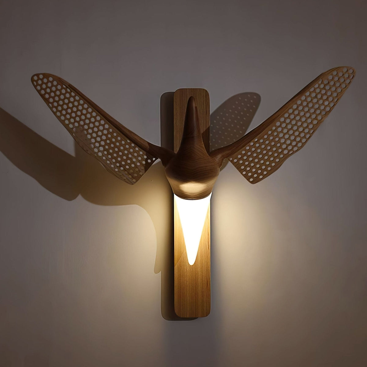 Nøordka Light Bespoke Wall Light Fixture Wood Bird Sculptural Nordic Inspired Wall Light