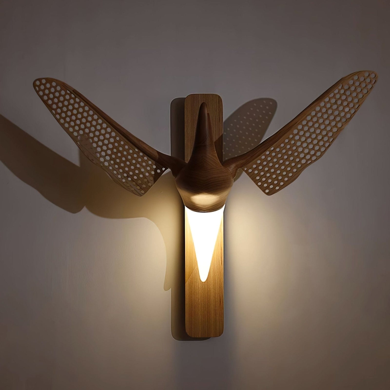 Nøordka Light Bespoke Wall Light Fixture Wood Bird Sculptural Nordic Inspired Wall Light