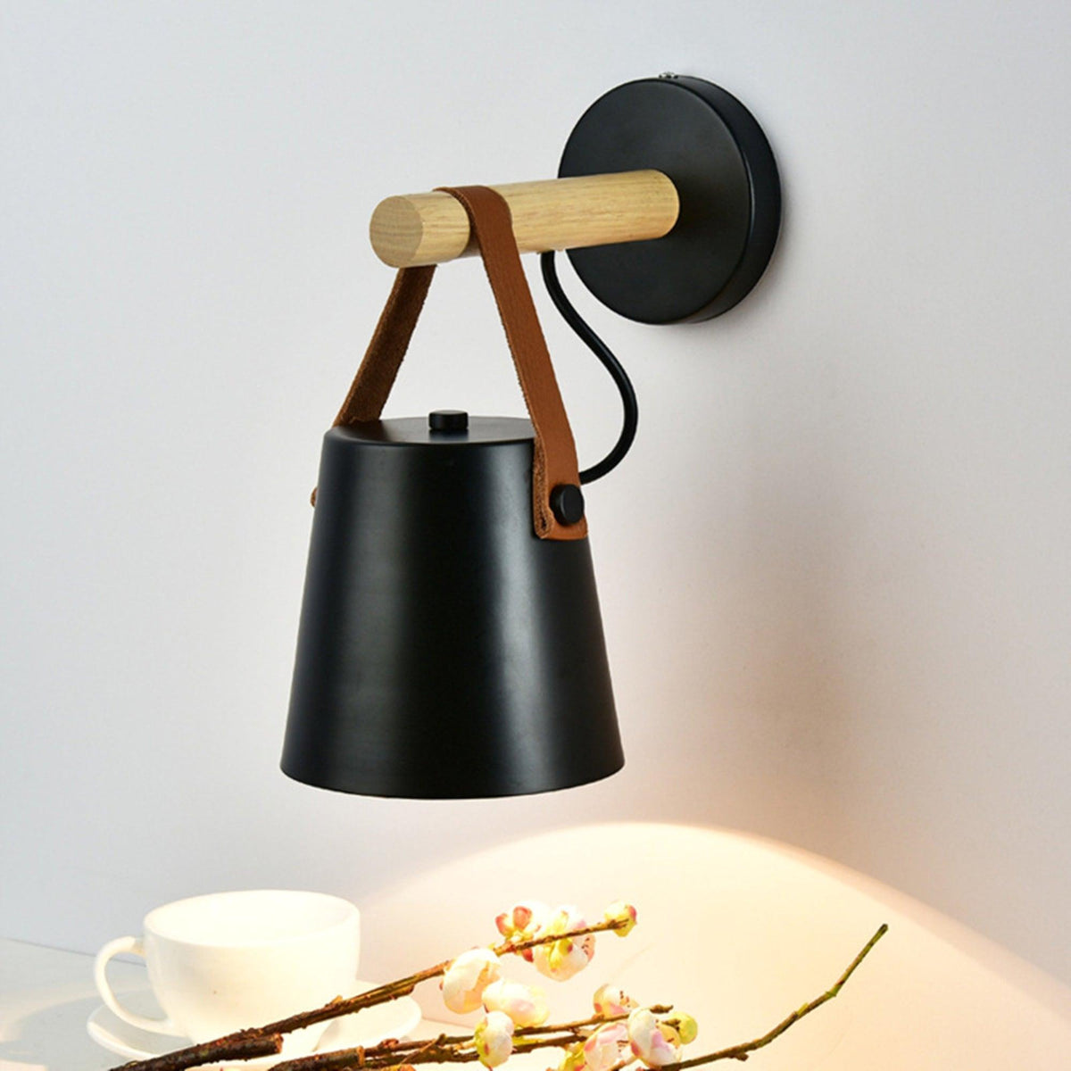 Nøordka Light Bespoke Wall Light Fixture Wooden Conical Nordic Inspired Wall Light