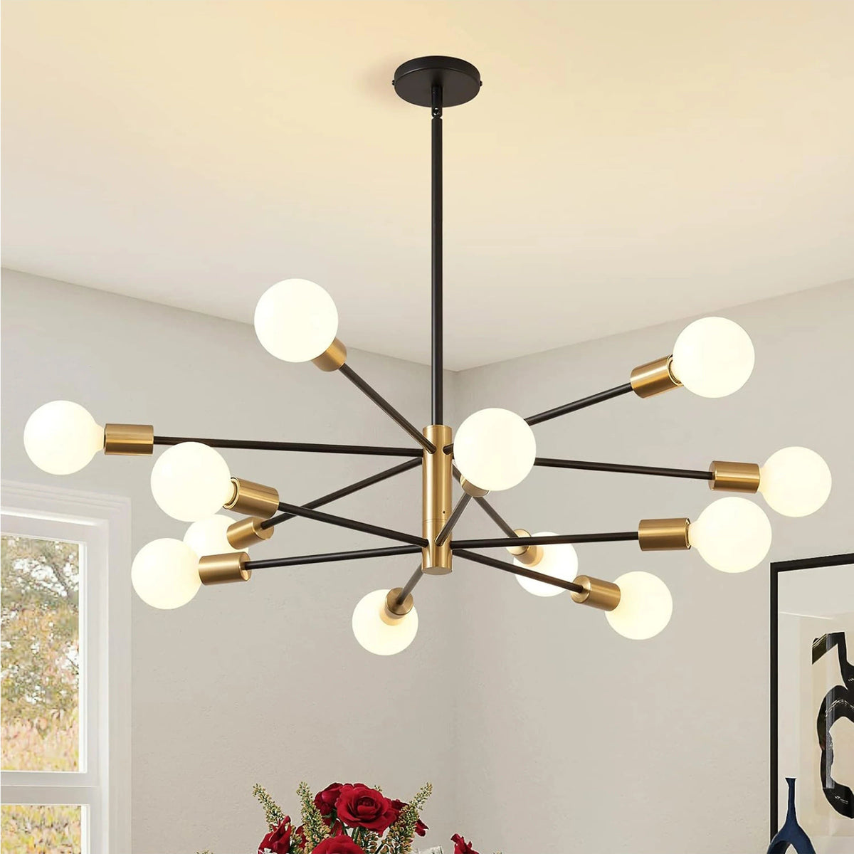 Nøordka Light Ceiling Light Fixtures 12 Head / Warm Light Modern Energy Saving Black &amp; Gold Branch Flush Mount Ceiling Light