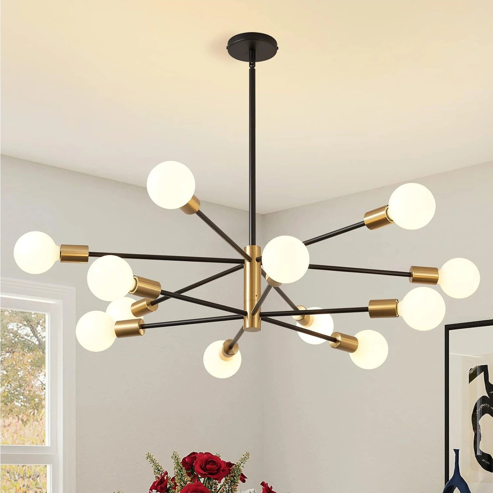 Nøordka Light Ceiling Light Fixtures 12 Head / Warm Light Modern Energy Saving Black & Gold Branch Flush Mount Ceiling Light