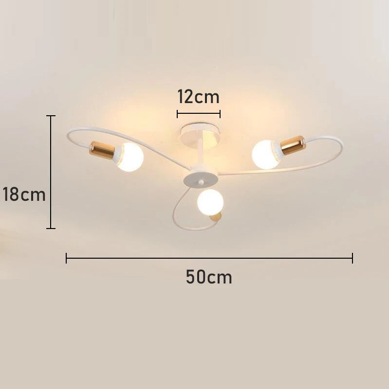 Nøordka Light Ceiling Light Fixtures 3 Head - White-Gold Retro Industrial Wrought Iron Ceiling Light Fixture