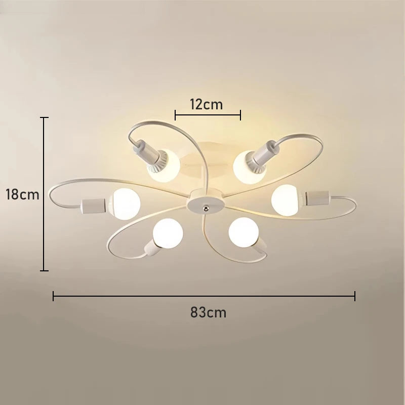 Nøordka Light Ceiling Light Fixtures 6 Head - White Retro Industrial Wrought Iron Ceiling Light Fixture