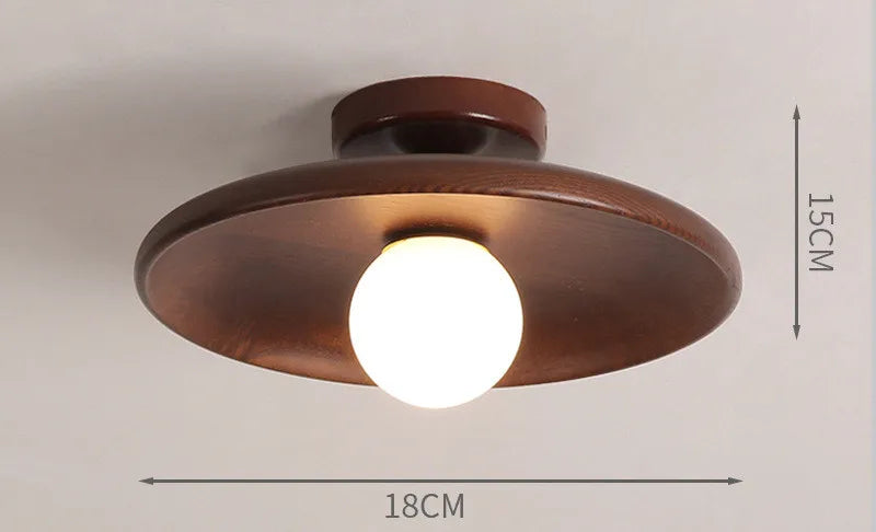 Nøordka Light Ceiling Light Fixtures 7" - Dark Wood Simple Modern Wooden Flush Mount Ceiling Light