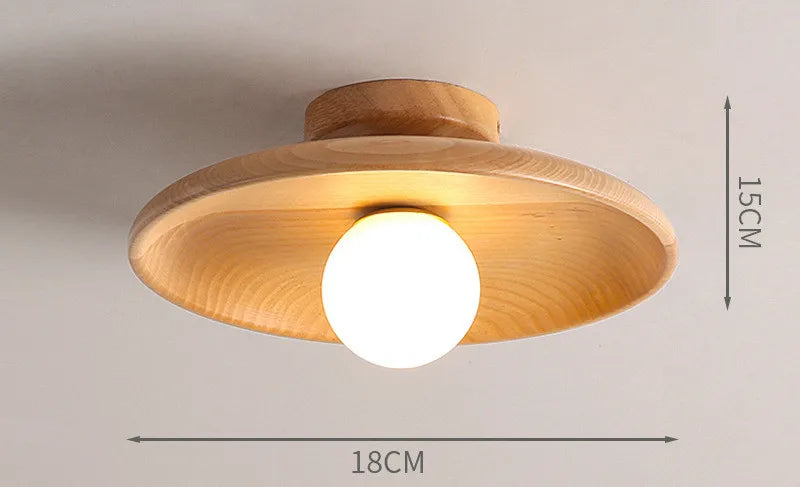 Nøordka Light Ceiling Light Fixtures 7" - Light Wood Simple Modern Wooden Flush Mount Ceiling Light