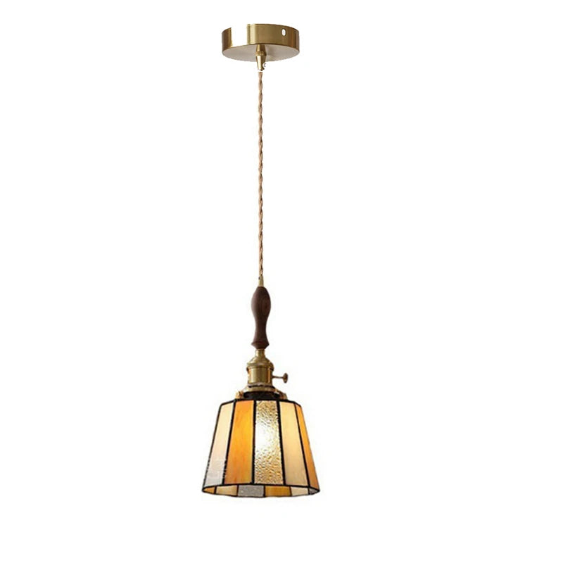 Nøordka Light Ceiling Light Fixtures American Retro Brass Tiffany Pendant Light for Bedroom and Dining