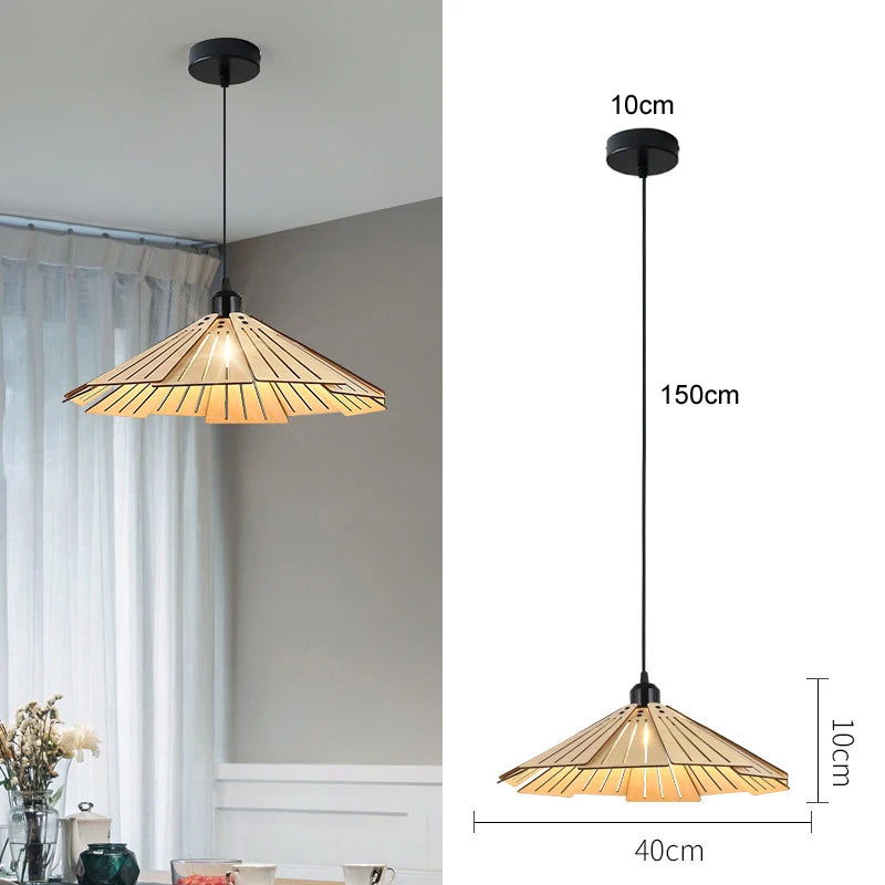 Nøordka Light Ceiling Light Fixtures B Wabi-Sabi Style Wood Pendant Light Fixture