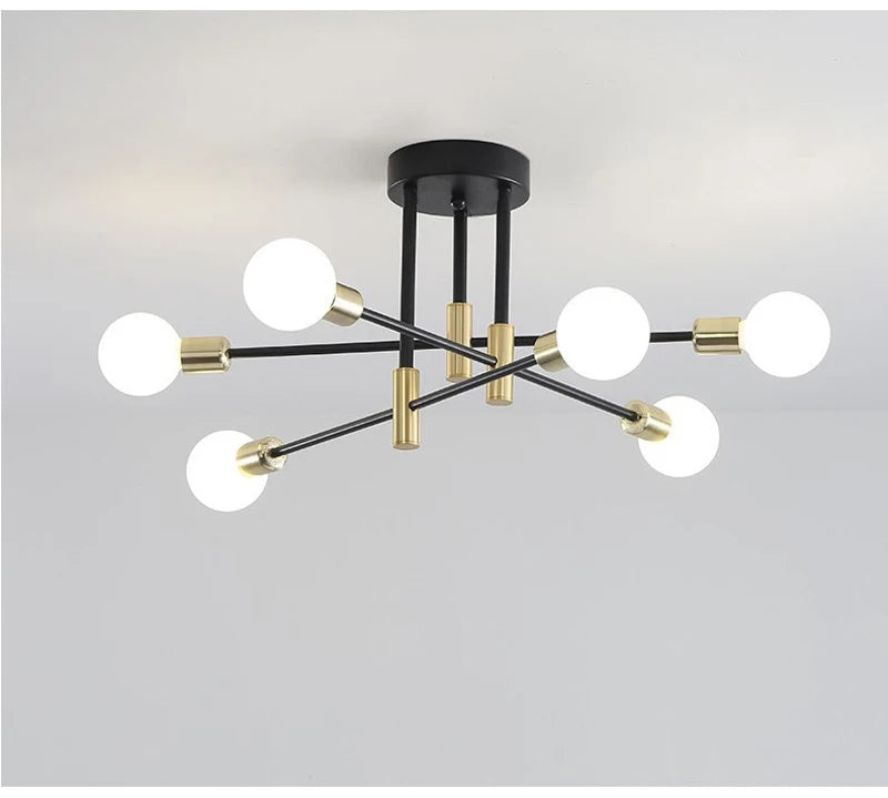 Nøordka Light Ceiling Light Fixtures Black &amp; Gold Iron Chandelier Pendant Light Fixture