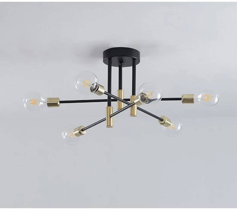 Nøordka Light Ceiling Light Fixtures Black &amp; Gold Iron Chandelier Pendant Light Fixture