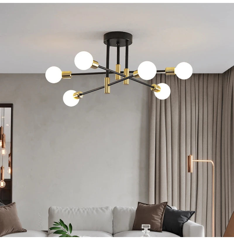 Nøordka Light Ceiling Light Fixtures Black & Gold Iron Chandelier Pendant Light Fixture