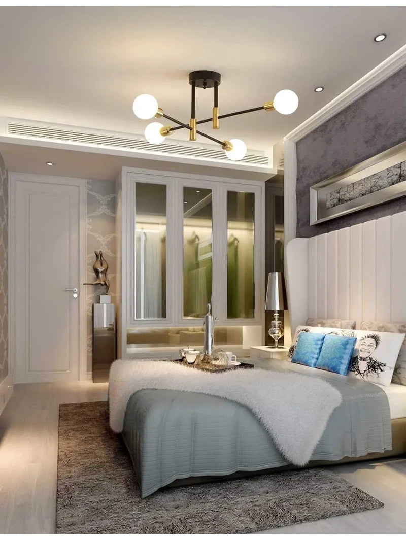 Nøordka Light Ceiling Light Fixtures Black &amp; Gold Iron Chandelier Pendant Light Fixture