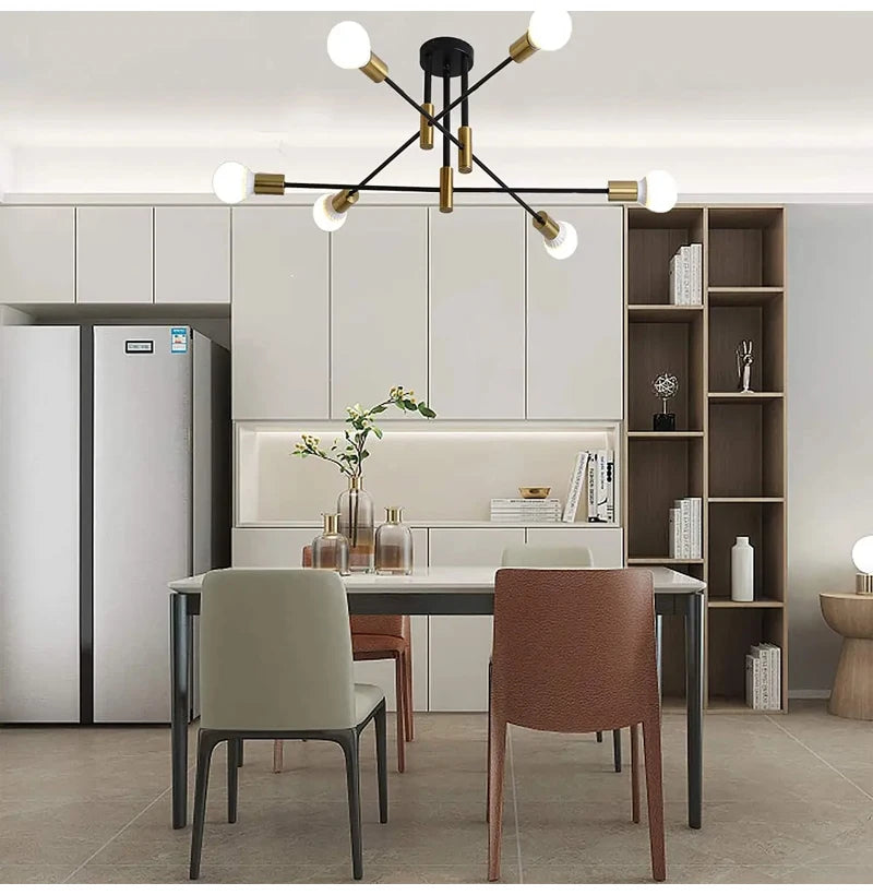 Nøordka Light Ceiling Light Fixtures Black &amp; Gold Iron Chandelier Pendant Light Fixture