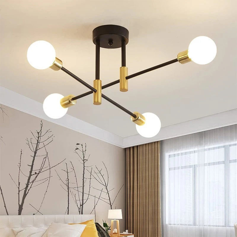 Nøordka Light Ceiling Light Fixtures Black & Gold Iron Chandelier Pendant Light Fixture