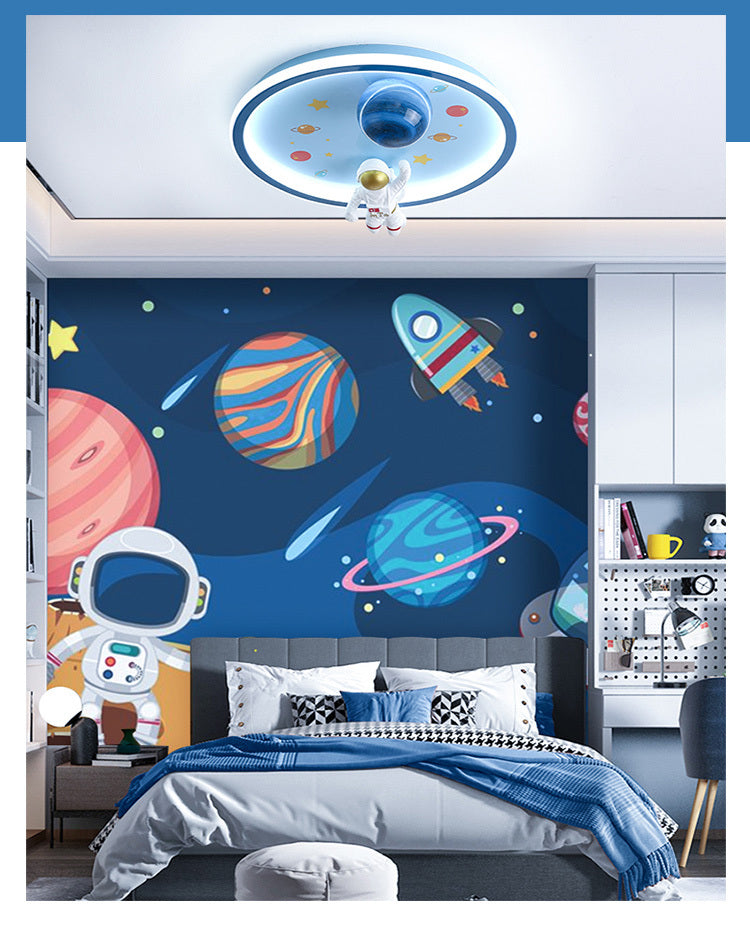 Nøordka Light Ceiling Light Fixtures Blue / Three Step Dimming Creative Astronaut Flush-Mount Ceiling Light for Children's Room