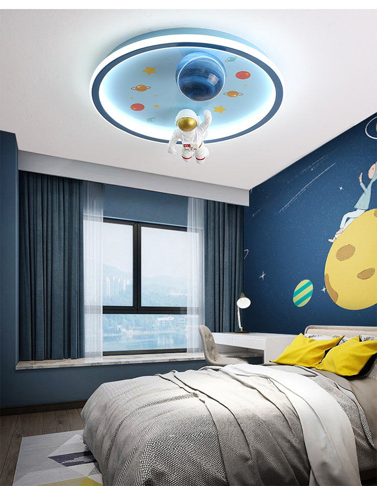 Nøordka Light Ceiling Light Fixtures Blue / Three Step Dimming Creative Astronaut Flush-Mount Ceiling Light for Children's Room