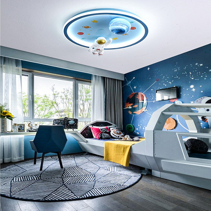 Nøordka Light Ceiling Light Fixtures Blue / Three Step Dimming Creative Astronaut Flush-Mount Ceiling Light for Children's Room