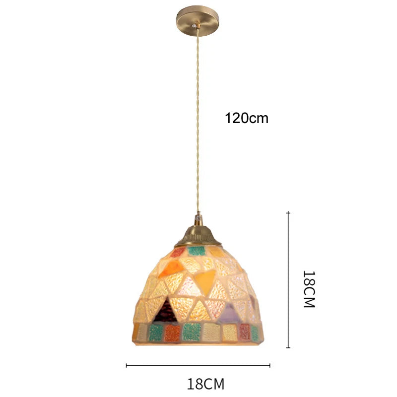 Nøordka Light Ceiling Light Fixtures C Pastoral French Design Retro Stained Glass Pendant Light Fixture