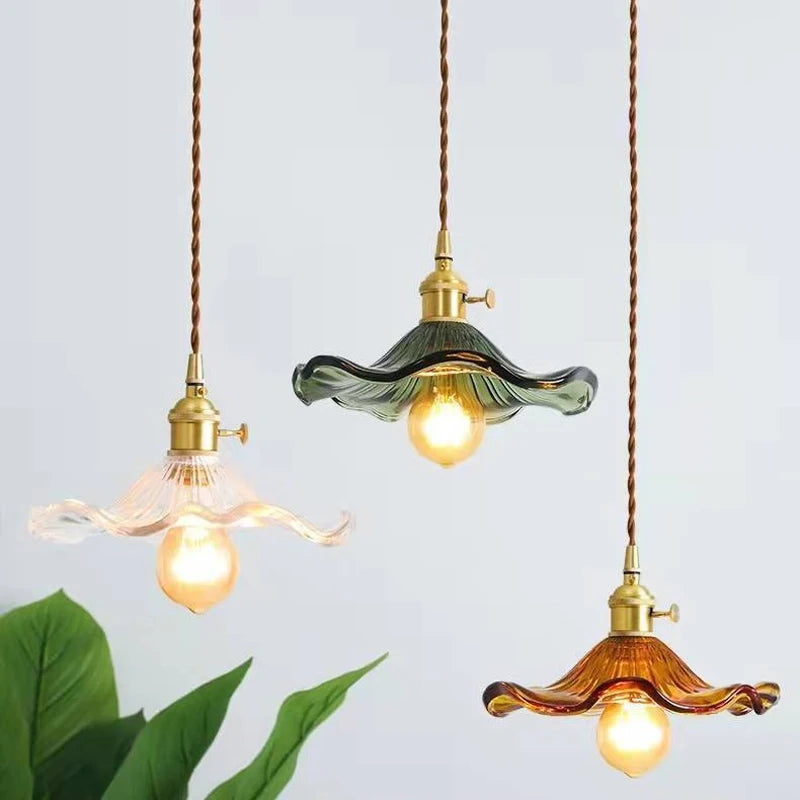 Nøordka Light Ceiling Light Fixtures Colorful Glass &amp; Copper Pendant Light Fixture