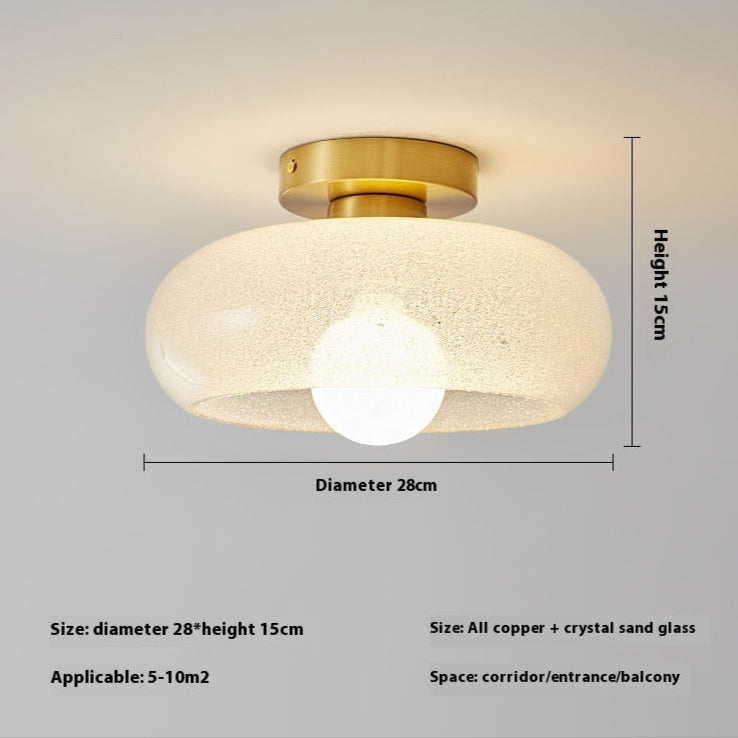 Nøordka Light Ceiling Light Fixtures Copper Golden Warm Light Cream Glass Flush-Mount Ceiling Light