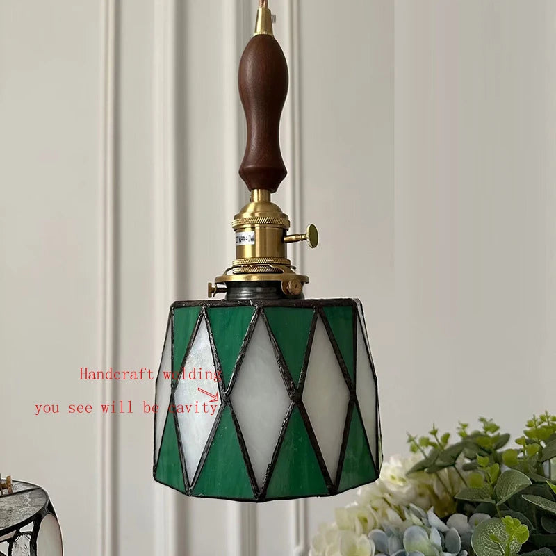 Nøordka Light Ceiling Light Fixtures F / Warm White American Retro Brass Tiffany Pendant Light for Bedroom and Dining