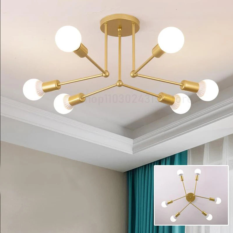 Nøordka Light Ceiling Light Fixtures Gold Wrought Iron Flush-Mount Ceiling Light Fixture