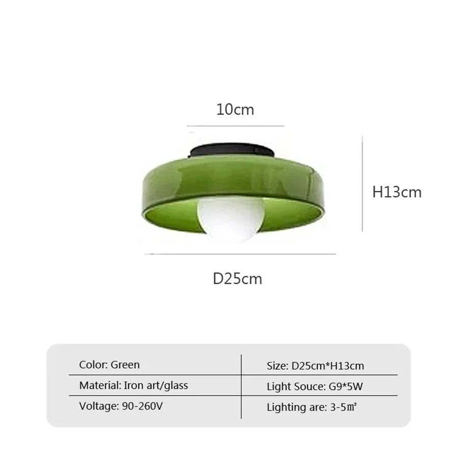 Nøordka Light Ceiling Light Fixtures Green / Use Your Own Mid Century Modern Glass Dome Flush Mount Ceiling Light