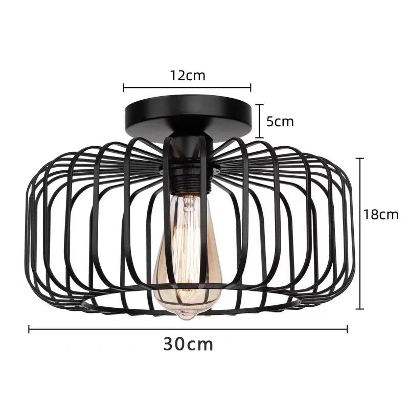 Nøordka Light Ceiling Light Fixtures Iron Cage Industrial Style Birdcage Retro Flush-Mount Ceiling Light