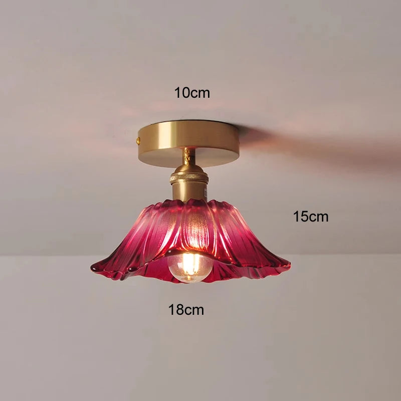 Nøordka Light Ceiling Light Fixtures J / Warm White Floral Glass Flush Mount Ceiling Light Fixture
