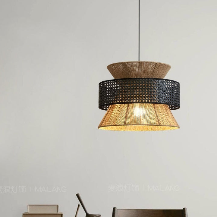 Nøordka Light Ceiling Light Fixtures Japanese Style Hemp Rope Flush-Mount Ceiling Light