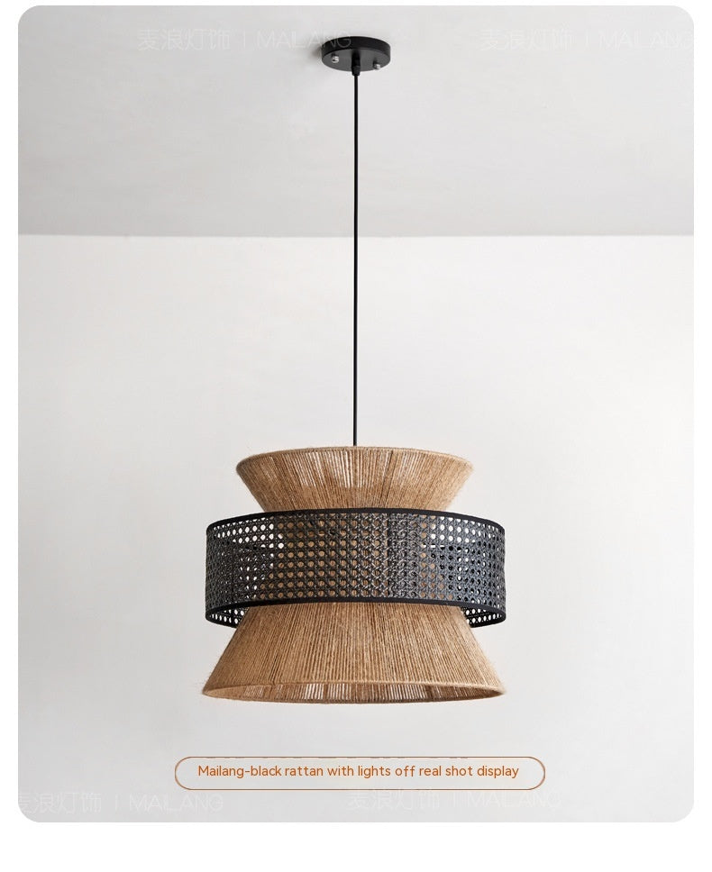 Nøordka Light Ceiling Light Fixtures Japanese Style Hemp Rope Flush-Mount Ceiling Light