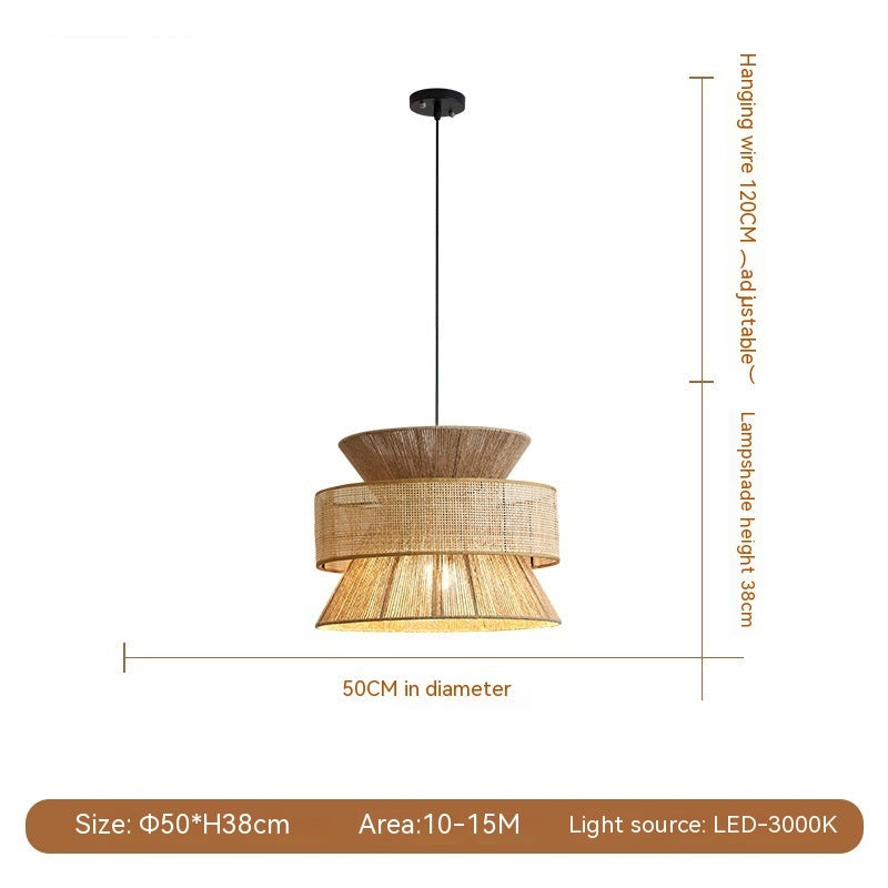 Nøordka Light Ceiling Light Fixtures Japanese Style Hemp Rope Flush-Mount Ceiling Light