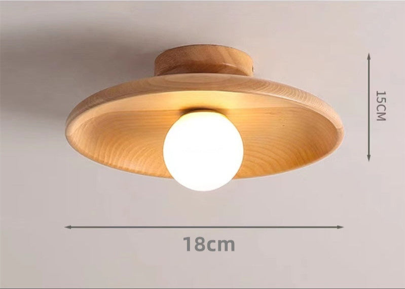 Nøordka Light Ceiling Light Fixtures Japanese-Style Solid Wood Flush-Mount Ceiling Light