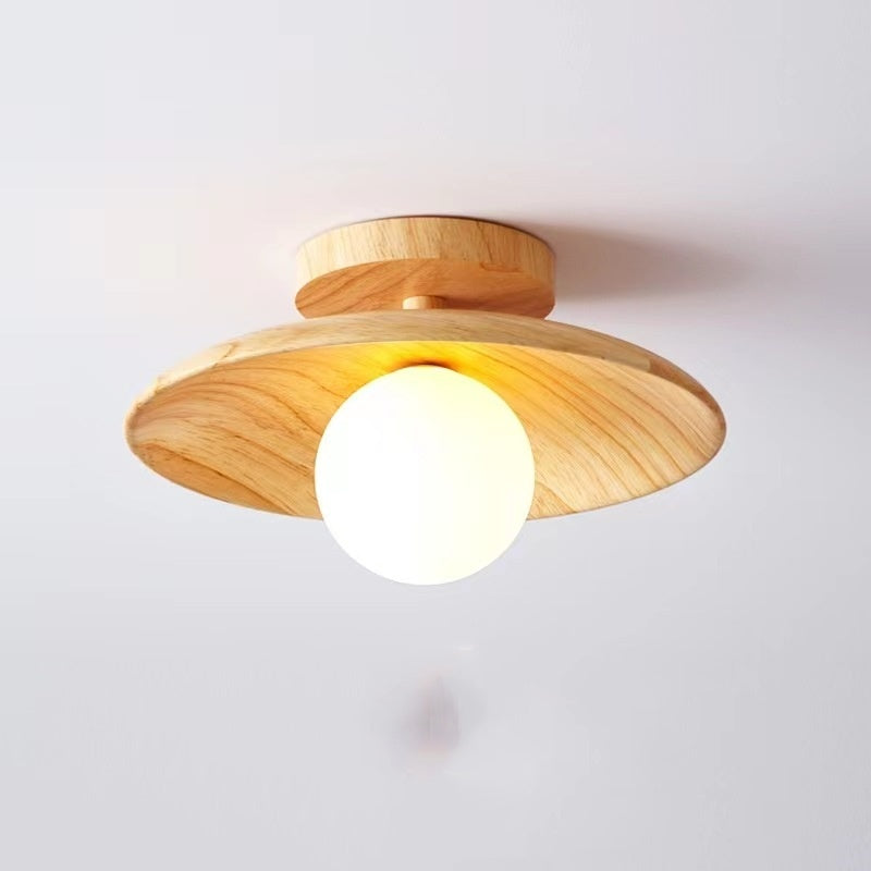 Nøordka Light Ceiling Light Fixtures 7" - Wood / Warm Light Japanese-Style Solid Wood Flush-Mount Ceiling Light