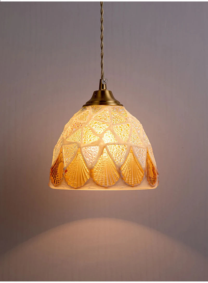 Nøordka Light Ceiling Light Fixtures Mediterranean Sea Shell Pendant Light Fixture