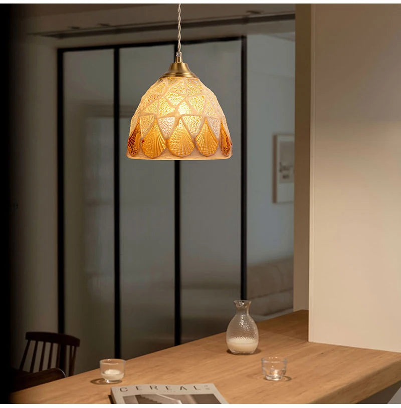 Nøordka Light Ceiling Light Fixtures Mediterranean Sea Shell Pendant Light Fixture