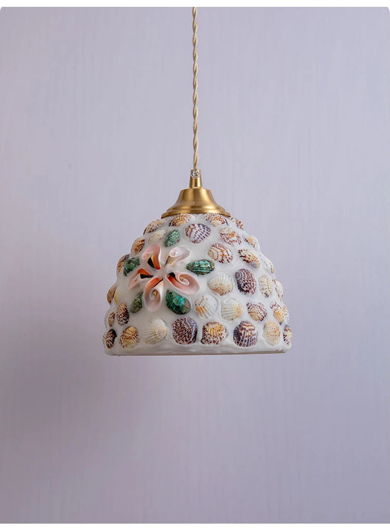 Nøordka Light Ceiling Light Fixtures Mediterranean Sea Shell Pendant Light Fixture
