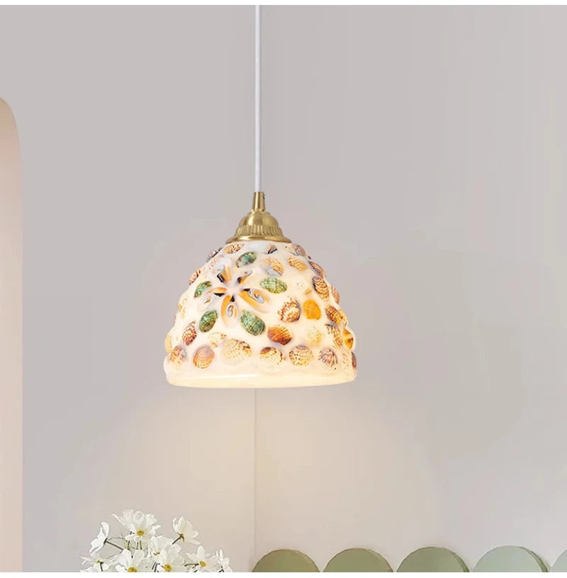Nøordka Light Ceiling Light Fixtures Mediterranean Sea Shell Pendant Light Fixture