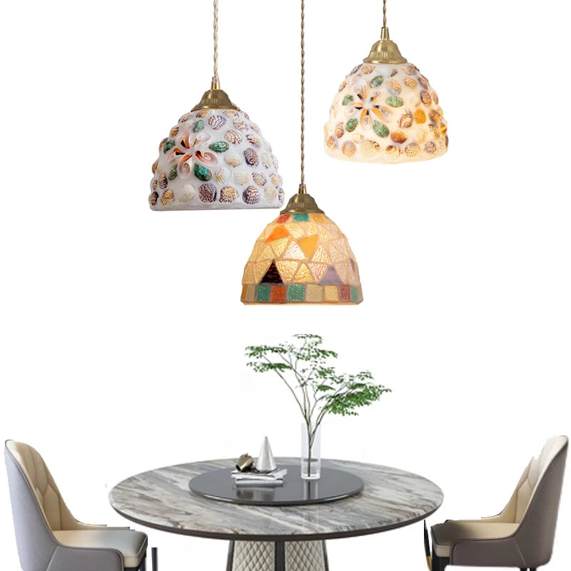 Nøordka Light Ceiling Light Fixtures Mediterranean Sea Shell Pendant Light Fixture