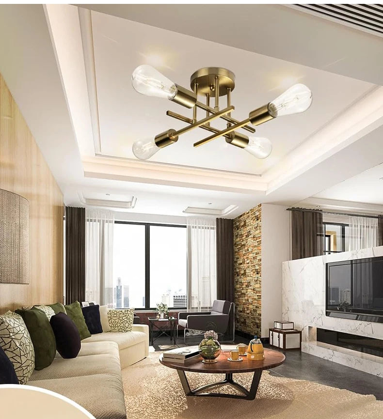 Nøordka Light Ceiling Light Fixtures Metallic Nordic Flush-Mount Ceiling Light Fixture