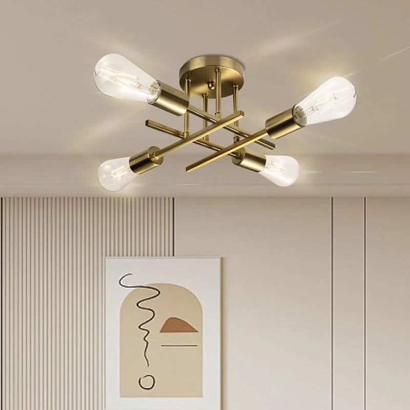 Nøordka Light Ceiling Light Fixtures Metallic Nordic Flush-Mount Ceiling Light Fixture