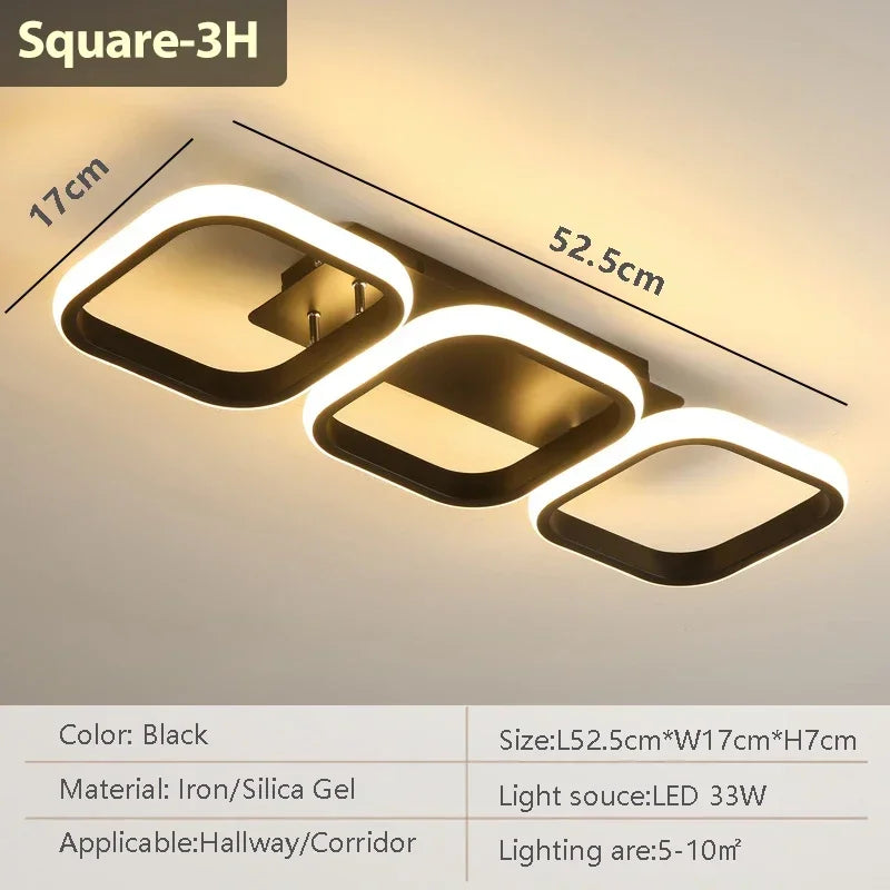 Nøordka Light Ceiling Light Fixtures Minimalist Black Square Interior Ceiling Light in Black