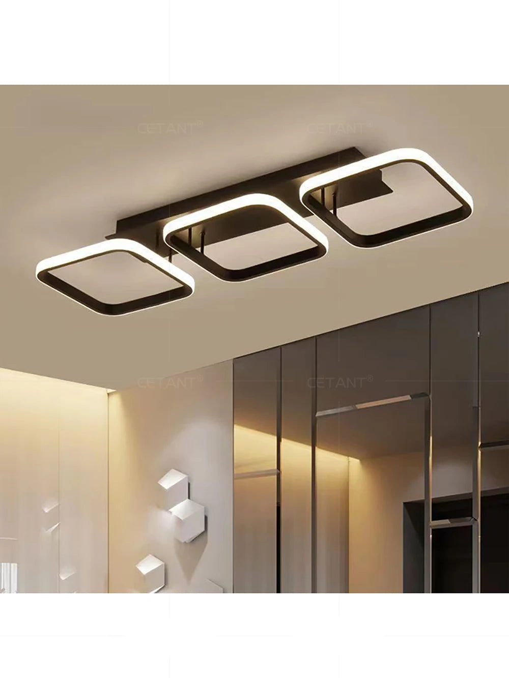 Nøordka Light Ceiling Light Fixtures Minimalist Black Square Interior Ceiling Light in Black