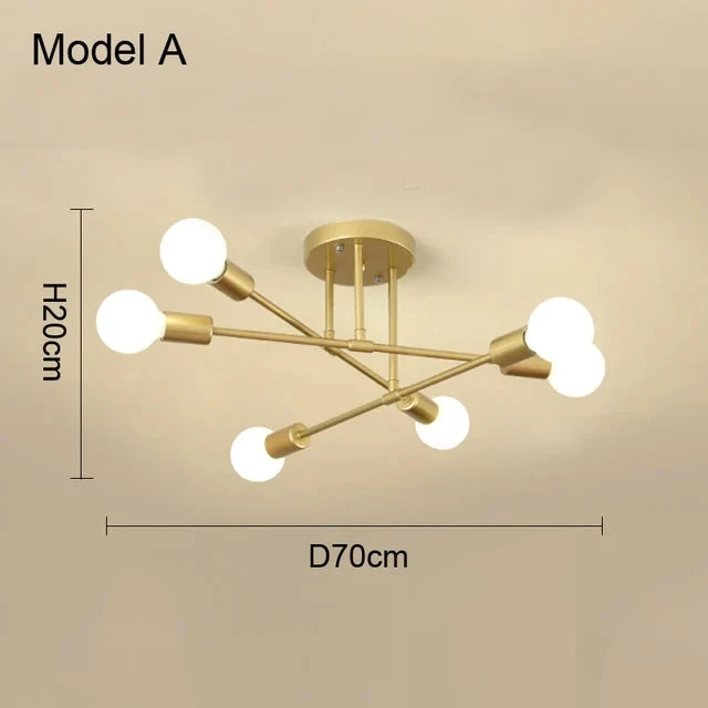 Nøordka Light Ceiling Light Fixtures Model A Iron Mid Century Modern Flush Mount Ceiling Light