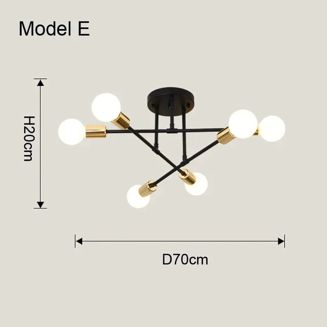 Nøordka Light Ceiling Light Fixtures Model E Iron Mid Century Modern Flush Mount Ceiling Light