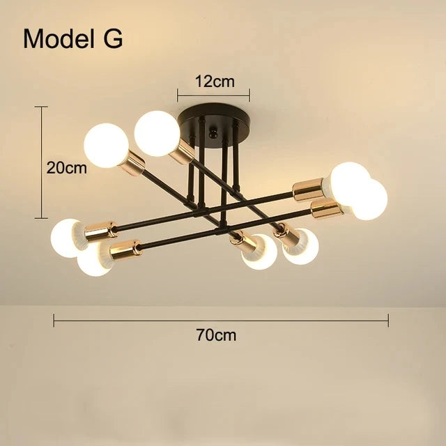 Nøordka Light Ceiling Light Fixtures Model G Iron Mid Century Modern Flush Mount Ceiling Light