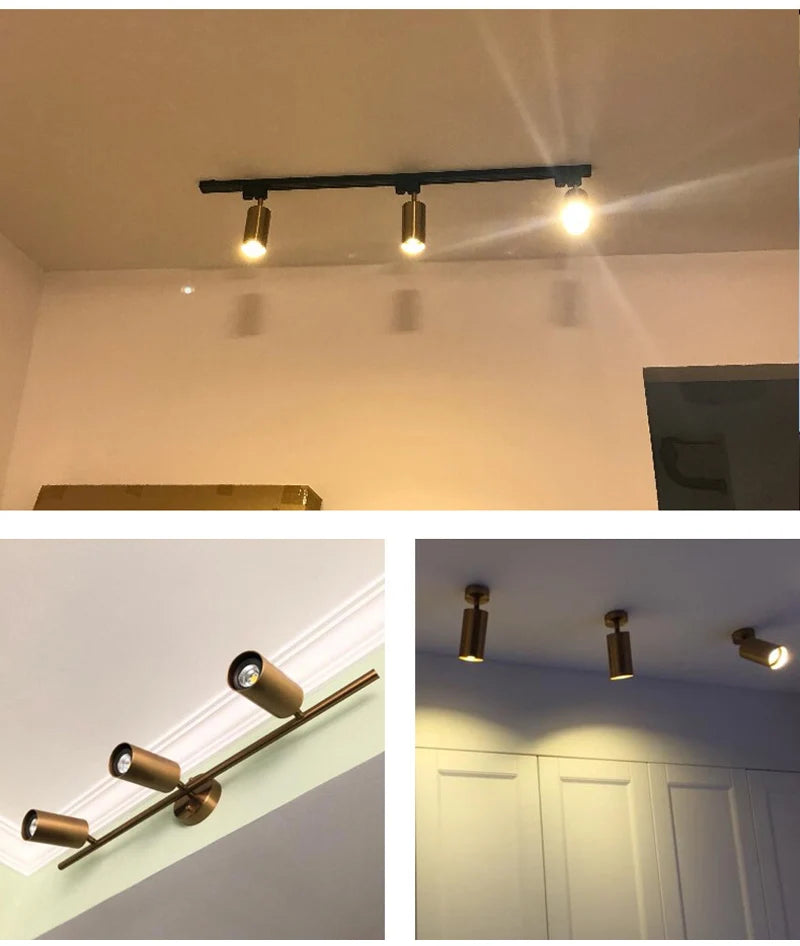 Nøordka Light Ceiling Light Fixtures Modern Black &amp; Gold Flush-Mount Ceiling Spotlight Track Lighting Fixture