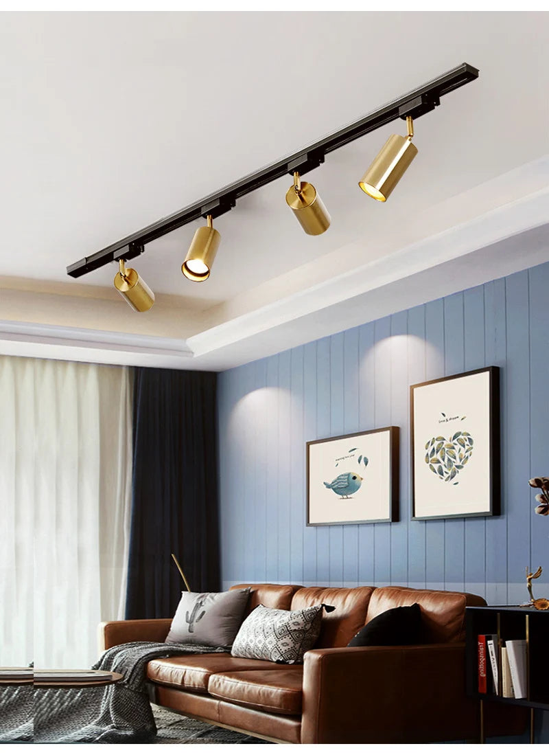 Nøordka Light Ceiling Light Fixtures Modern Black &amp; Gold Flush-Mount Ceiling Spotlight Track Lighting Fixture