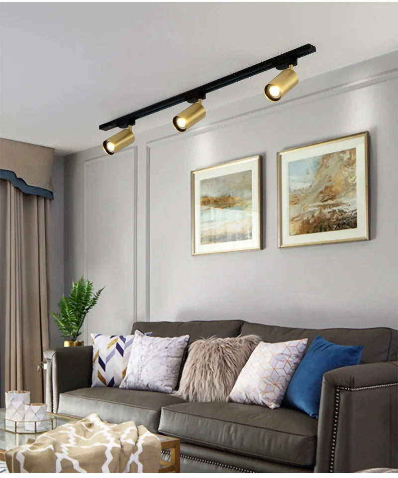 Nøordka Light Ceiling Light Fixtures Modern Black &amp; Gold Flush-Mount Ceiling Spotlight Track Lighting Fixture